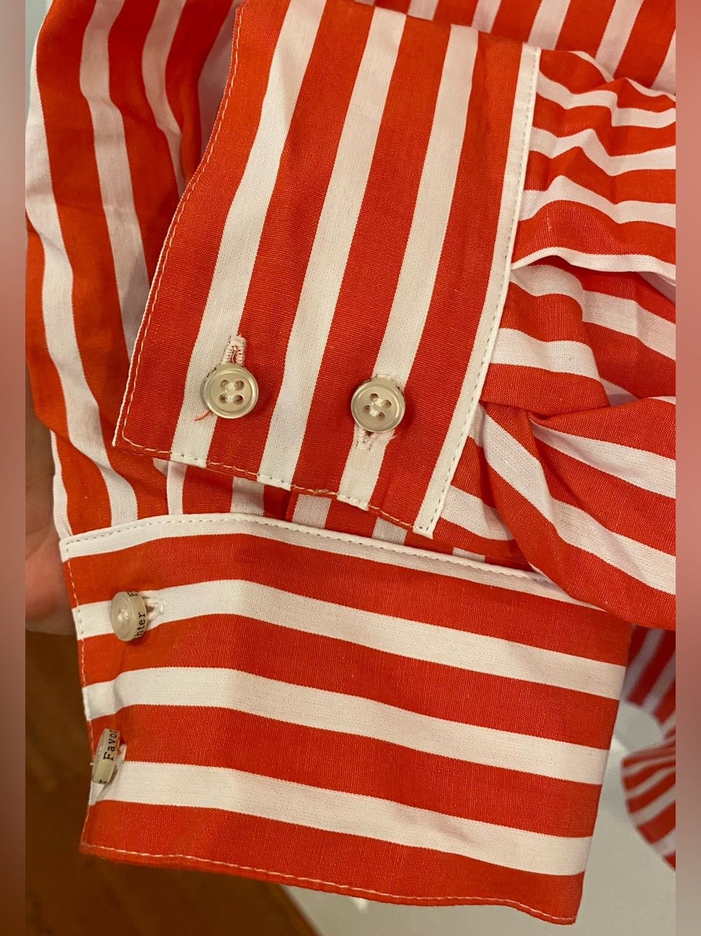 Favorite Daughter Ex Boyfriend Button Up Shirt Sz S Red/White Stripes Oversized - Picture 5 of 8